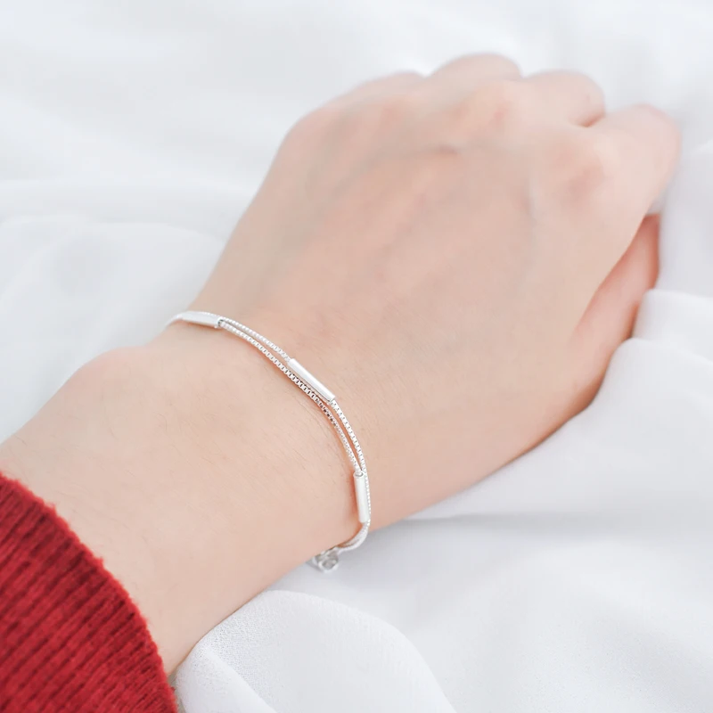 

Bijoux Luxury Brand Silver Color Link Chains Bracelets for Women Bridal Wedding Jewelry