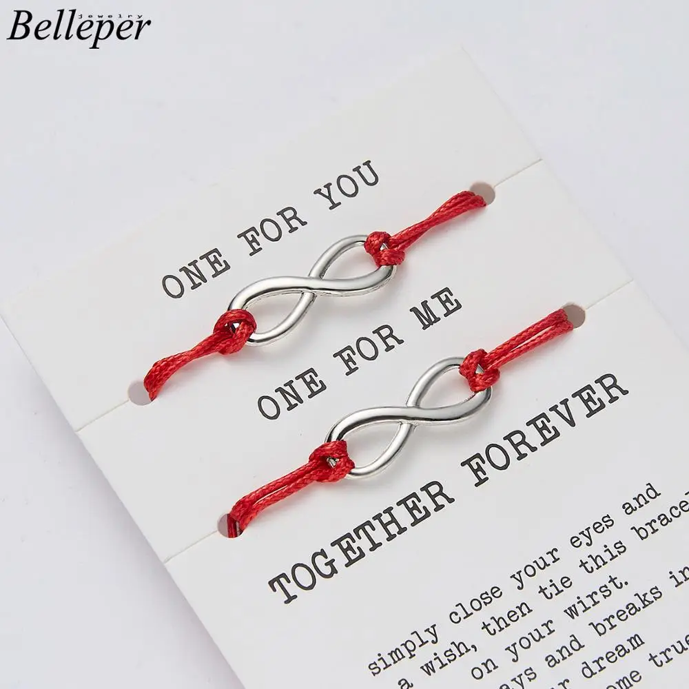 Черный Красный строка &quotЛучшие друзья&quot пара браслеты вместе навсегда любовь