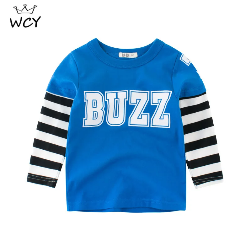 

Детская футболка с длинным рукавом, круглым вырезом и буквенным принтом