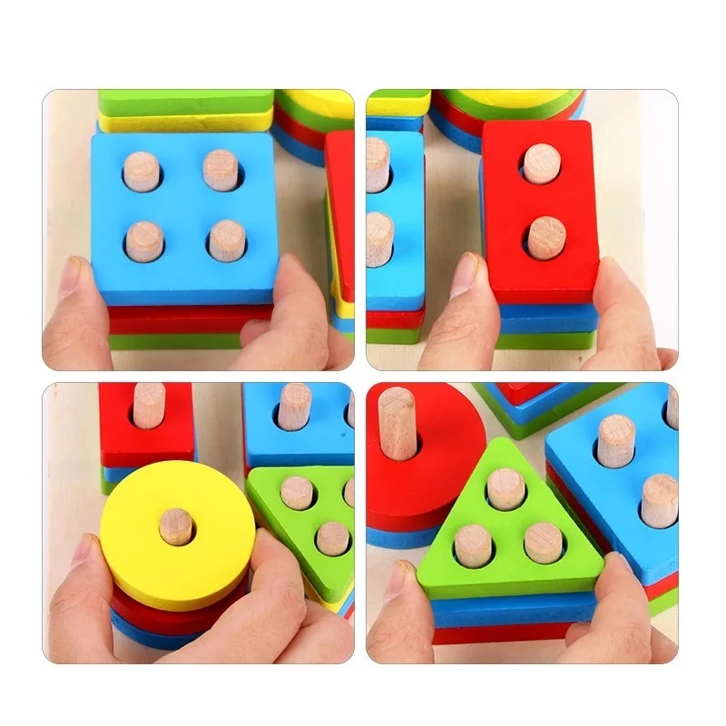 Развивающие игрушки Монтессори деревянная Геометрическая сортировочная доска