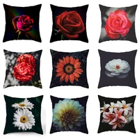 cushion cover pink rose print pillowcase peach skin for sofa throw pillows covers decorative bed room home textiles 4545cmpc