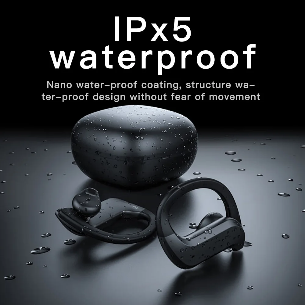 

Bluetooth 5.0 sports headset LED display wireless headset, stereo headset with microphone waterproof noise reduction headset