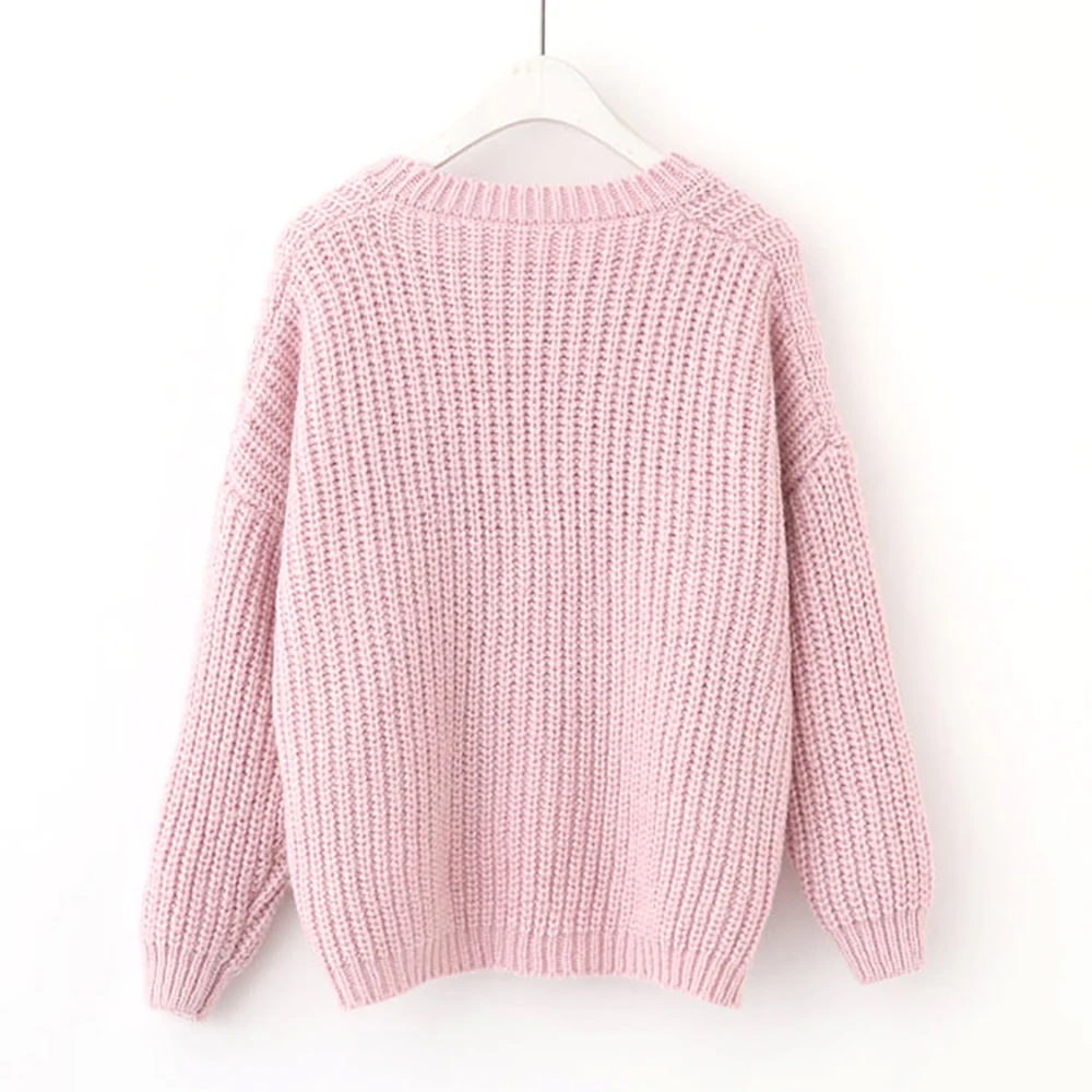 

European American Popular Women's Autumn Winter New Casual Front Short Back Long Button Pullover Knitted Sweater