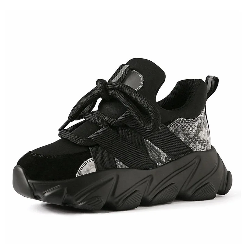 RIZABINA/женские кроссовки из натуральной кожи Повседневная обувь на толстой