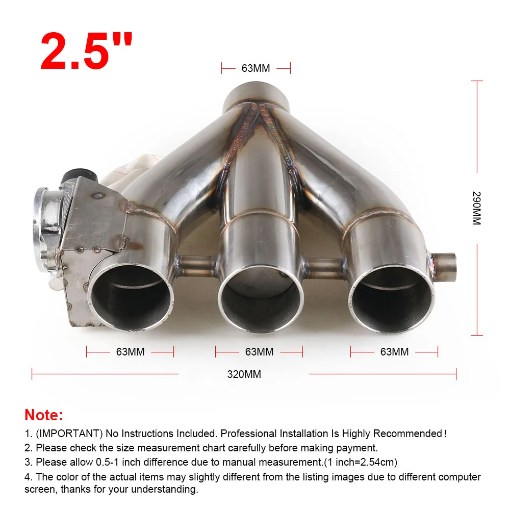 Электрическая выхлопная труба из нержавеющей стали 2 5 дюйма 3 0 тройной клапан с