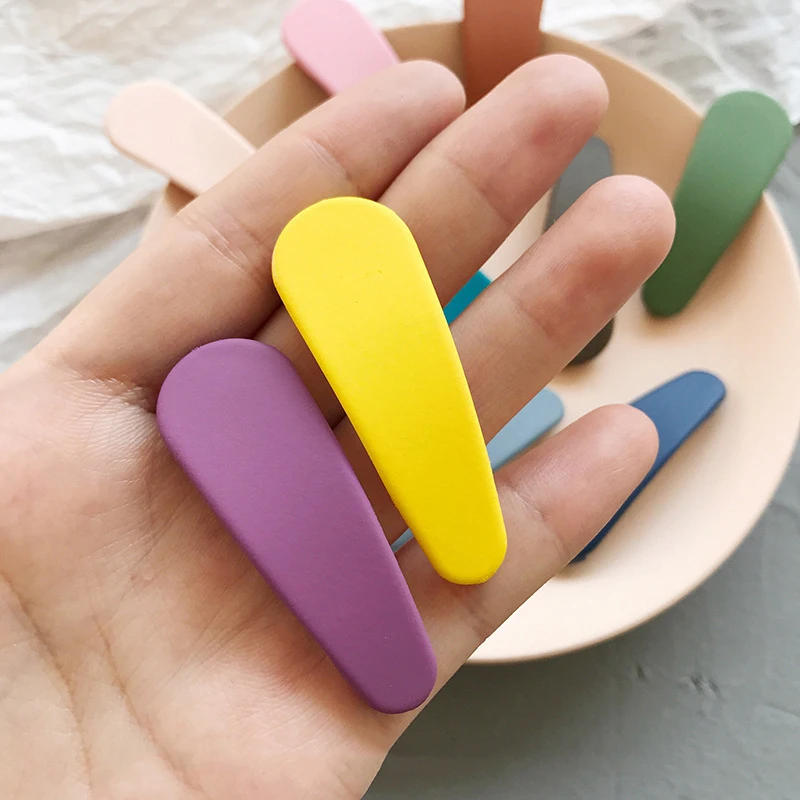 

Simple Candy Color Matte Mini Hair Clip Water Drop Barrette Girl Korean Women Velvet Baby Bow Hairpins Frosted Hair Clip