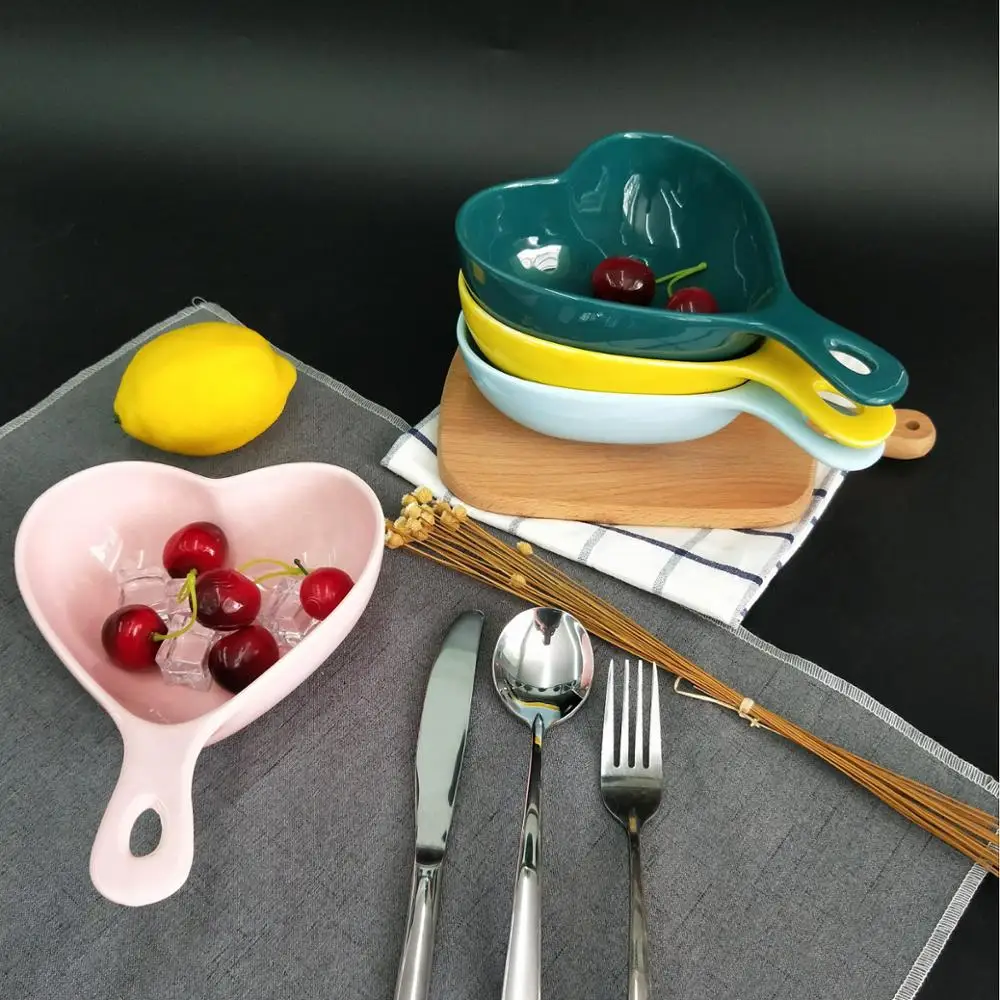 Твердая настольная чаша для выпечки термостойкая ручка фарфоровая Салатница