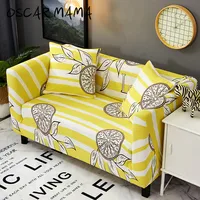 Lemon Yellow Cartoon Teenager Sofa Left Chaise Cover Lounge Living Room Armchair One 2 3 4 Seater Couch Corner Elastic Protector