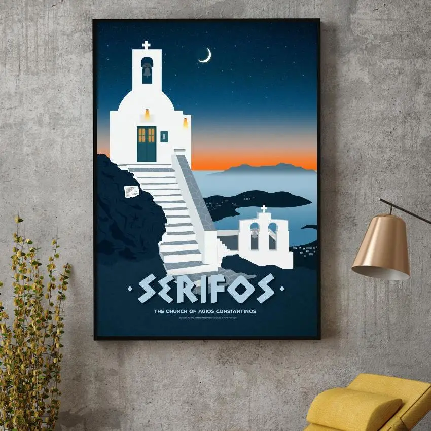 

Serifos Island Greece Canvas Travel poster Wall Art Pictures for Living Room Home Decor No Frame