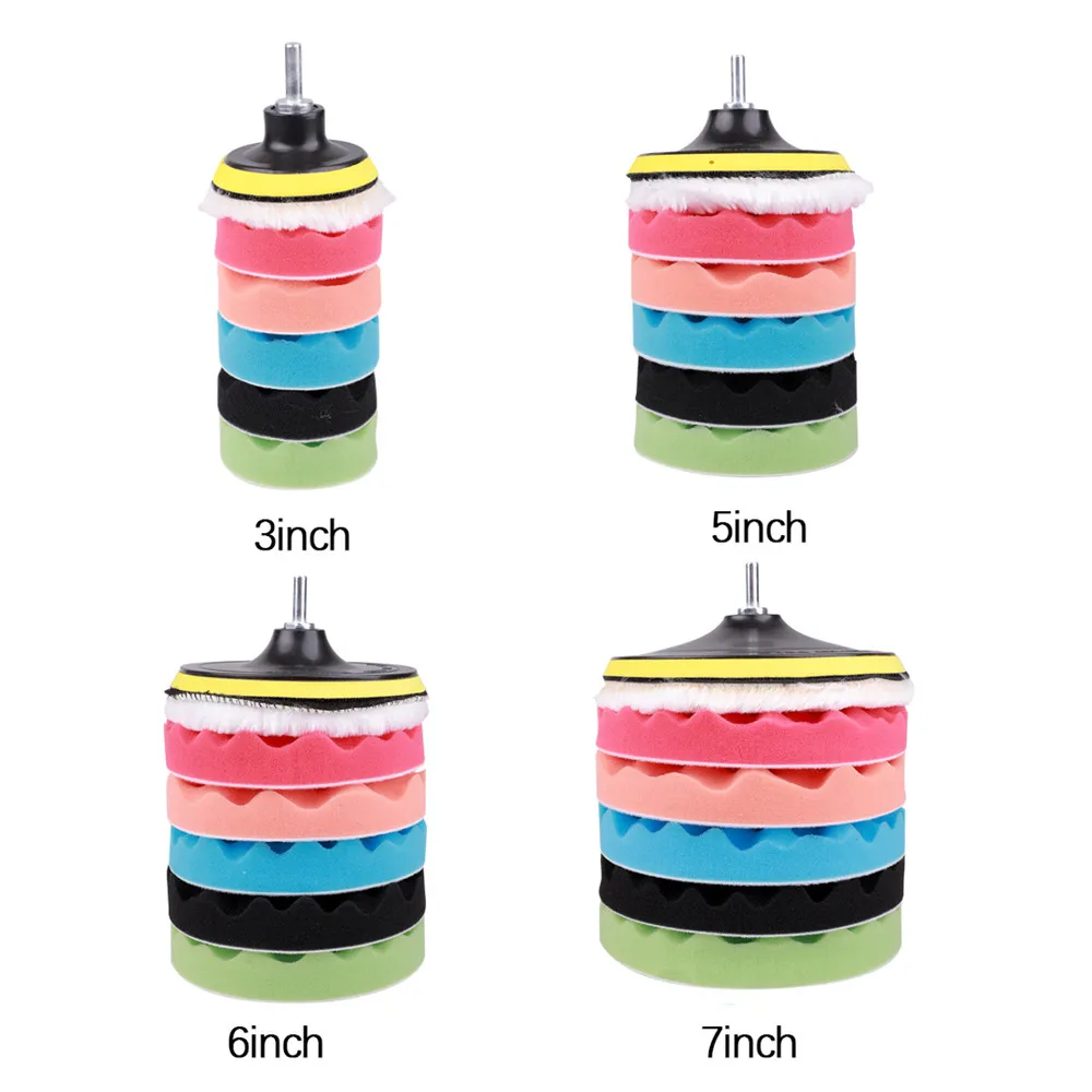 

8pcs x 3''5''6''7''Waxing Sponge Buffing Pad Polishing Pad Kit Power Scrub For Car Repair Tools Auto Polisher And Home Cleaning