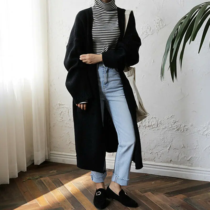 Популярный женский кардиган теплая верхняя одежда с длинным рукавом вязаный