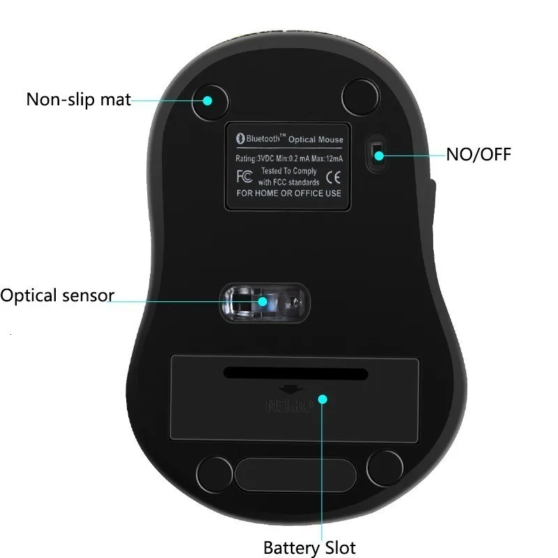 Bluetooth Mouse 1600DPI Wireless Gaming Mice Ergonomic Design Laptop Computer Optical Mause For iPhone Apple iPad Mac PC | Компьютеры и