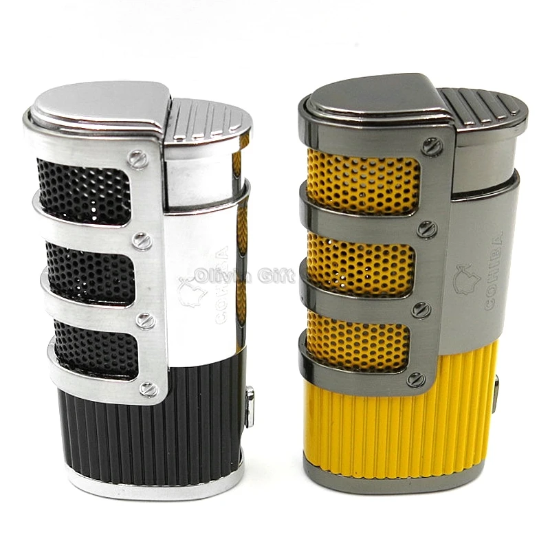 

COHIBA Metal 3 Torch Jet Flame Cigar Cigarette Lighter Butane Gas Fire Flame Built-in Punch Tobacco Lighter Smoking Tool