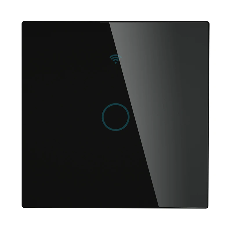 Black 1 Gang Умный сенсорный переключатель, Wi-Fi светильник, ЕС 1 2 3 банды, RF Tuya App, голосовой беспроводной пульт дистанционного управления, работает с Alexa Google Home - Цвет: Black 1 Gang