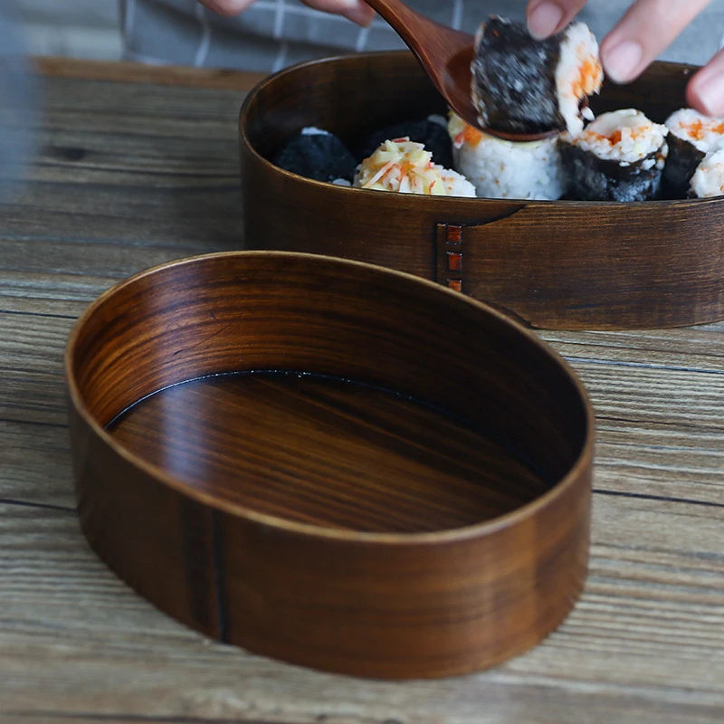 

Double Layer Natural Wooden Bento Lunch Box Containers Japanese Bento Lunchbox Sushi Portable Food Container Workers Student