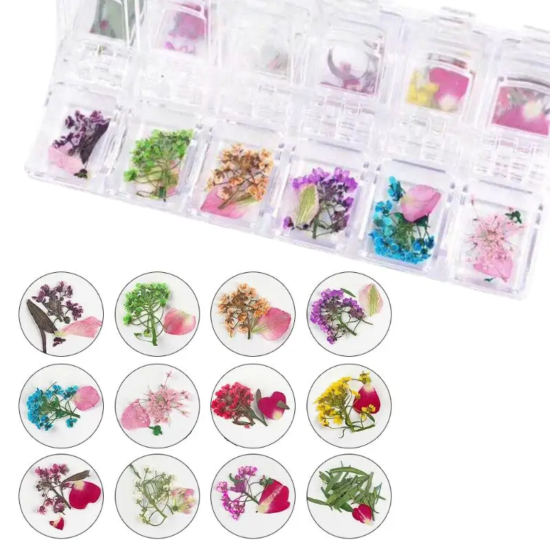 

12 сетки/коробка кристалл эпоксидный наполнитель сухой цветок смешанные наклейки для ногтей украшения Ремесло G6KE