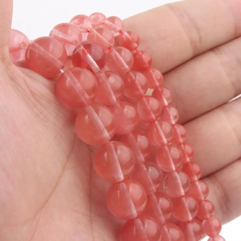 Натуральный камень арбуз с украшением в виде кристаллов кварца бисер Гладкий