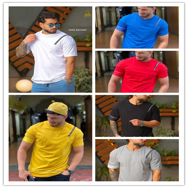 Футболка мужская Спортивная с круглым вырезом хлопок короткий рукав модная