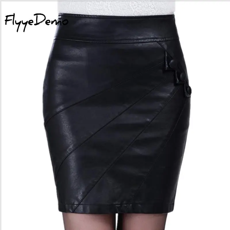 

FAKUNTN 5xl Pu Leather Skirt Women Clothing 2020 Spring Summer Black Pencil Skirt Bandage Mini Skirt Plus Size Skirt Sexy