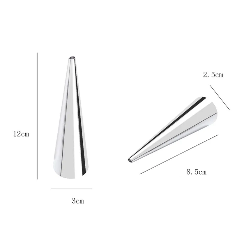 Pastry Cream Horn Molds 12PCS Baking Tool Stainless Steel Conical Cone Silicone mold |