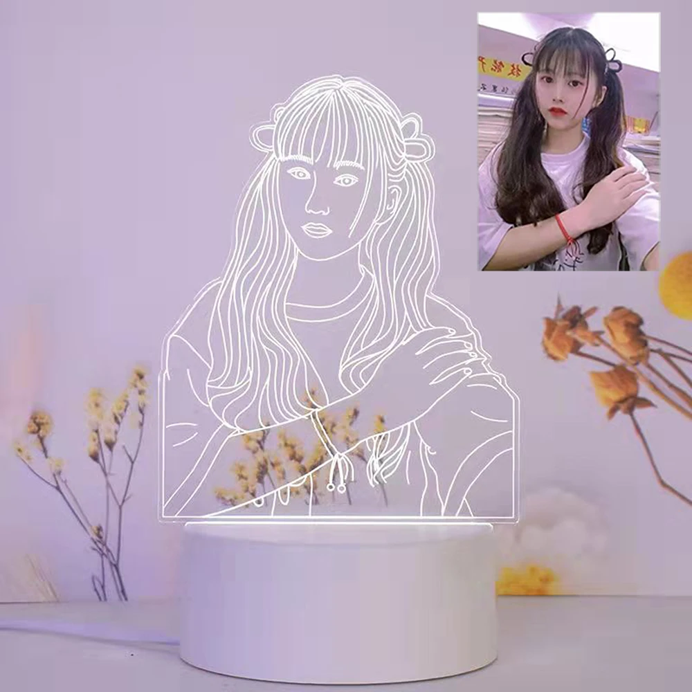 

Ночник 3D с персонализированным фото, светодиодсветильник лампа с пользовательским изображением для спальни, домашний декор, USB «сделай сам...