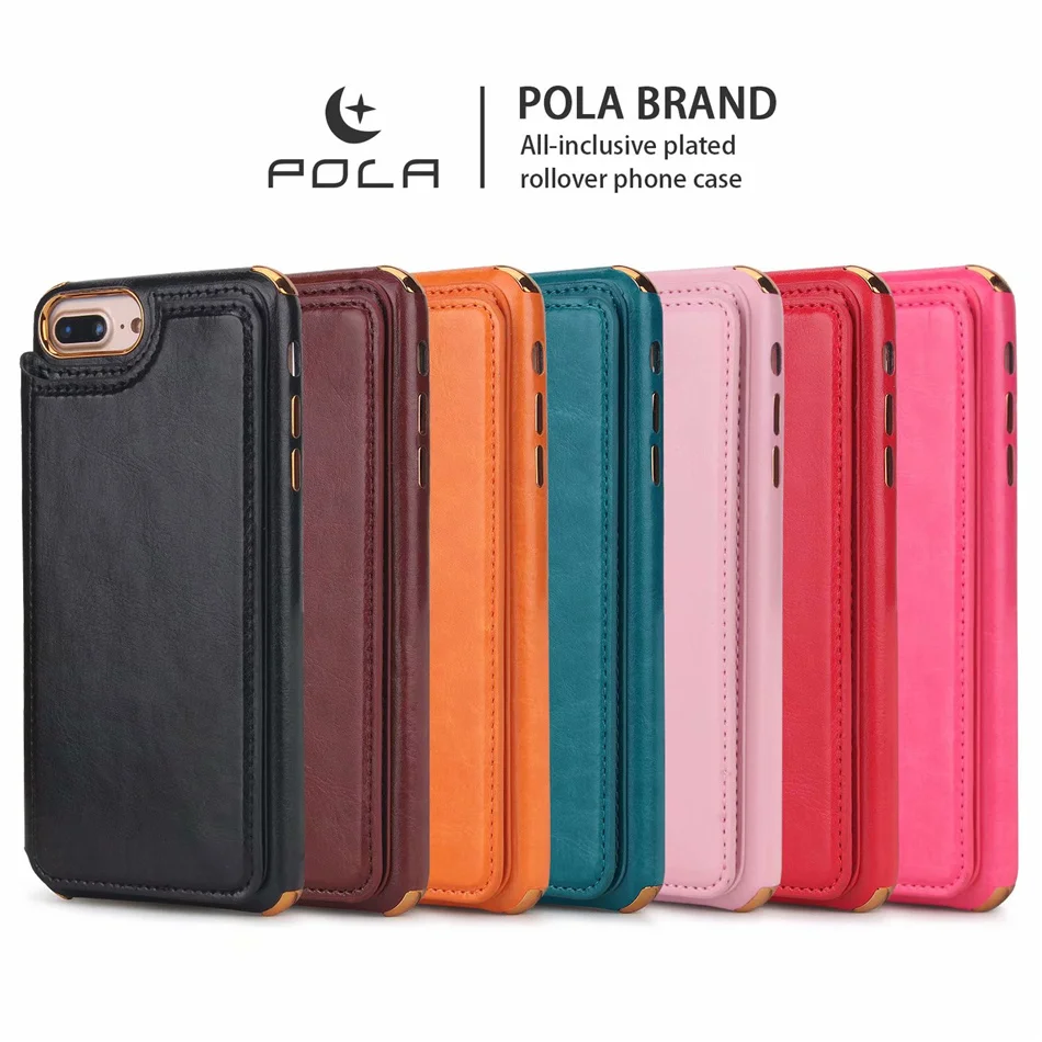 

Full Package Electroplating Rollover Leather Flip Wallet Case For iPhone 6 6s 7 8 Plus X XS Max XR 11 Pro Max Cover