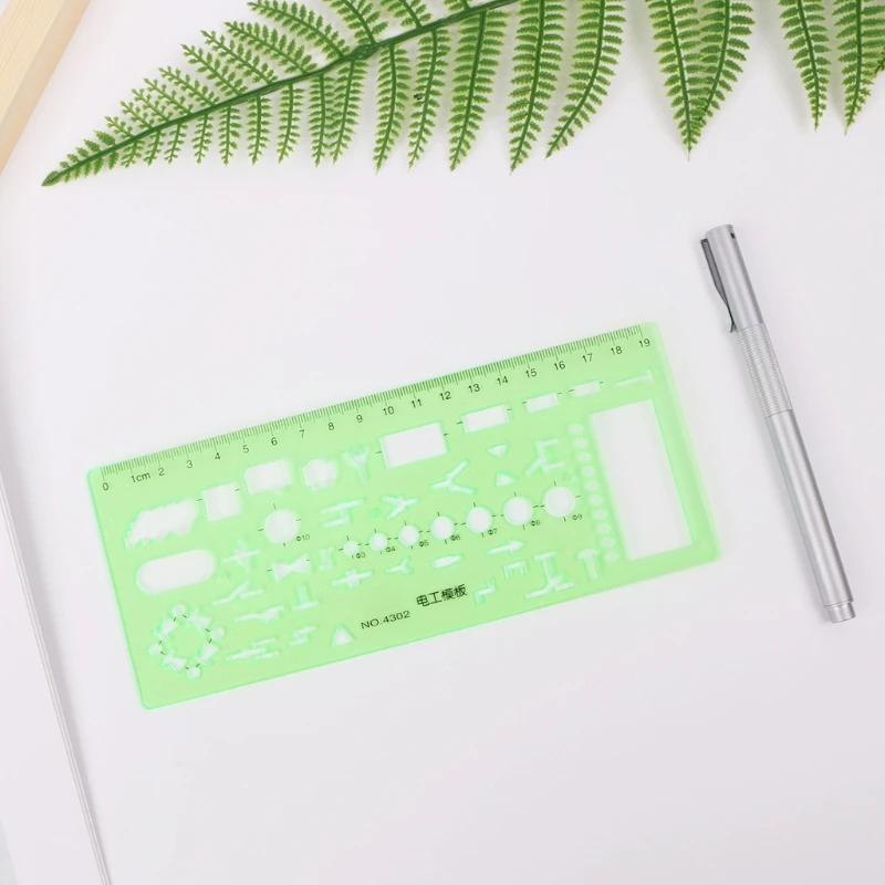 

Green Plastic Geometric Template Ruler Circles Squares Hexagon Triangle Drawing Tool Mapping ruler School Student Stationery C26