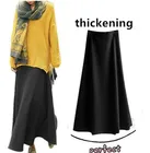 -Женские утепленные зимние юбки, осенняя юбка макси, элегантные юбки серого, черного, красного цветов