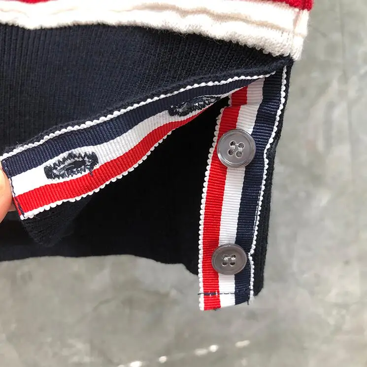 

2021 Fashion TB THOM Brand Sweaters Men Loose O-Neck Pullovers Clothing Short Wool Striped Autumn Winter Casual Coat