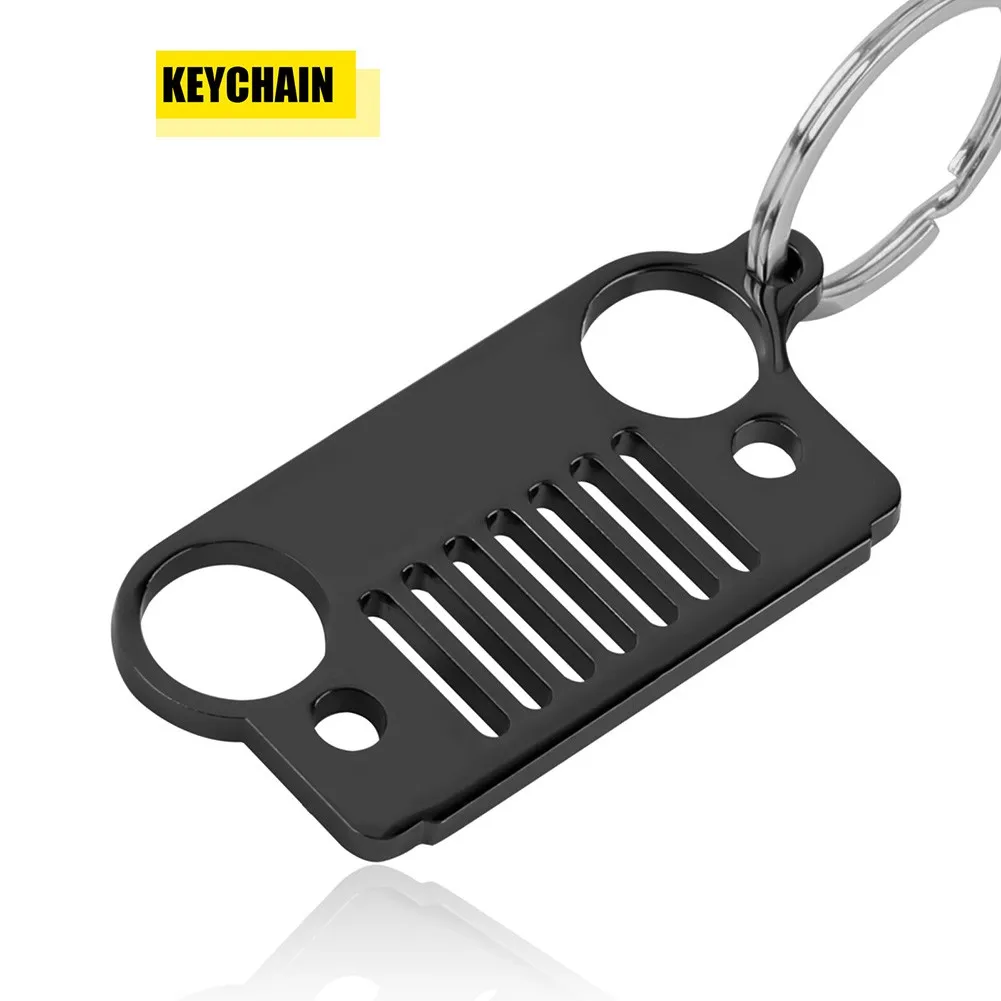 

Black Stainless Steel Grid Car Key Chain Key Ring Gift New For Jeep Wrangler For BMW Car Keychain Key Ring Interior Mouldings