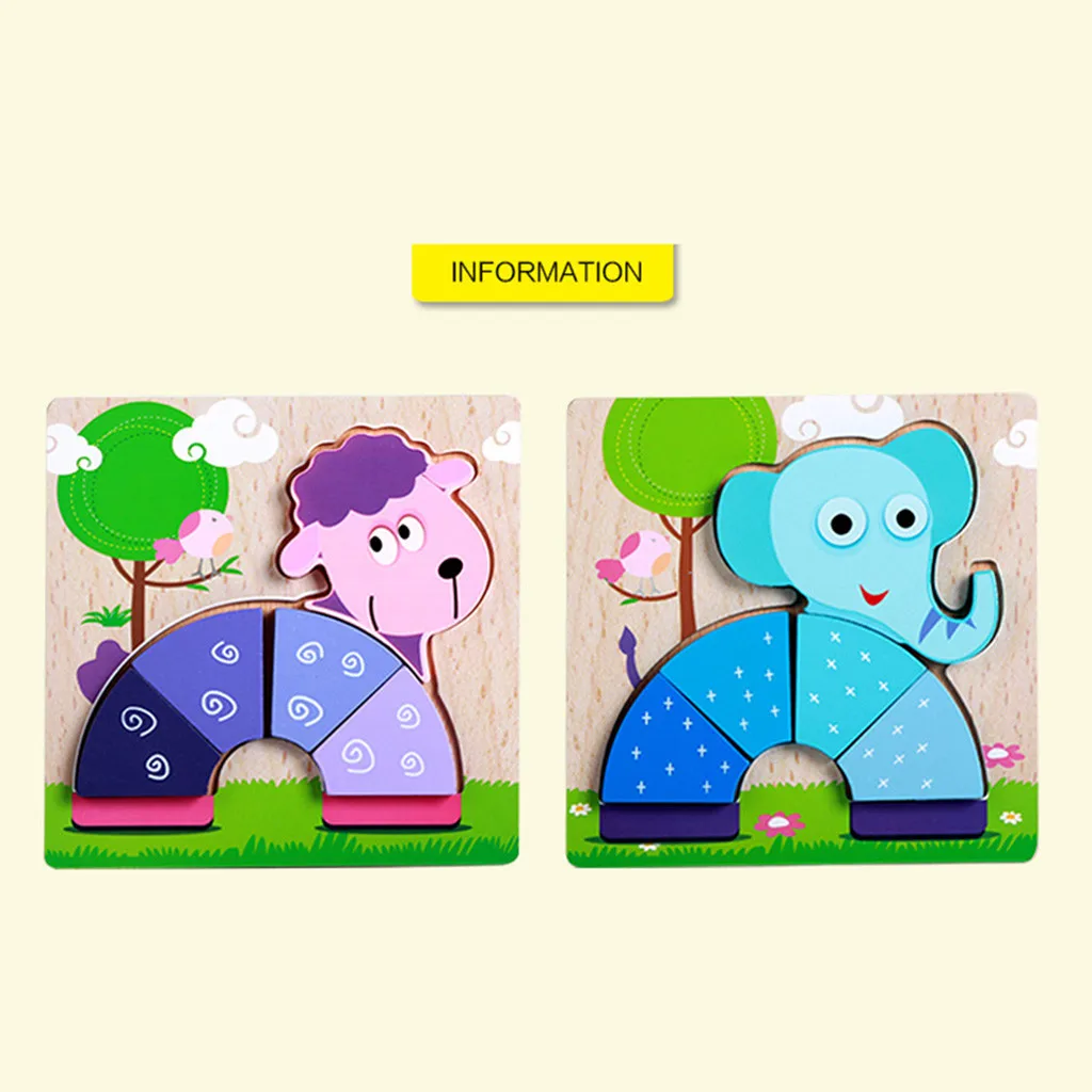 2019 детские развивающие игрушки деревянные пазлы в виде животных для малышей 1 2 3