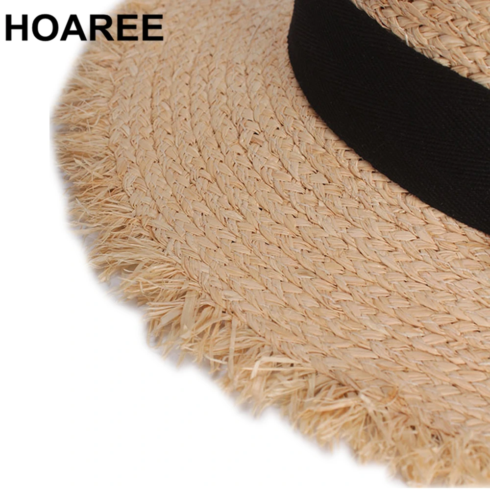HOAREE белая шляпа от солнца с бантом из рафии Корейская винтажная Кепка плоским