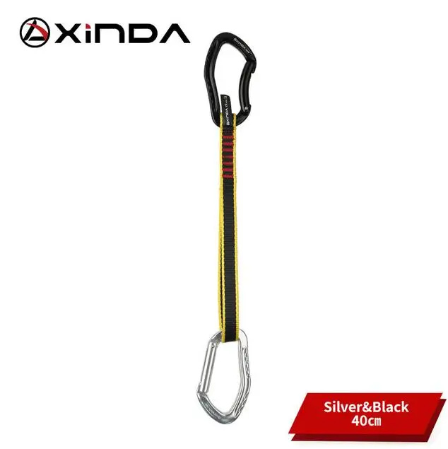 Black Sliver 40cm Профессиональные скалолазание Quickdraw карабины слинг безопасности замок удлинители прямой изогнутый Карабин Открытый защитные наборы - Цвет: Black Sliver 40cm