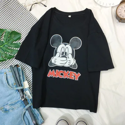 Disney Микки Маус Женская футболка Женская Мужская Минни с коротким рукавом летняя модная футболка для мальчиков и девочек - Цвет: 9