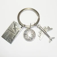 xkxlhj 2019 travel keychain globe and airplane keychain flight attendants gift handmade traveler jewelry