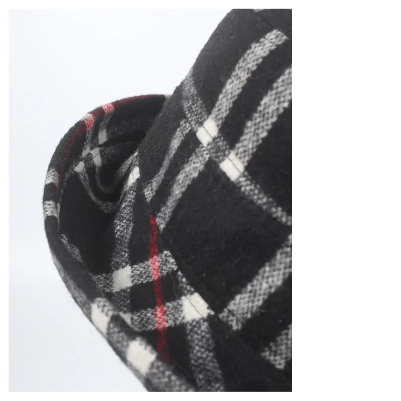 Outdoor Vacation Hat Cap Lady Panama Lattice Woolen Cloth Winter Bucket For Women Girl Solid Thickened Soft Warm Fishing | Аксессуары