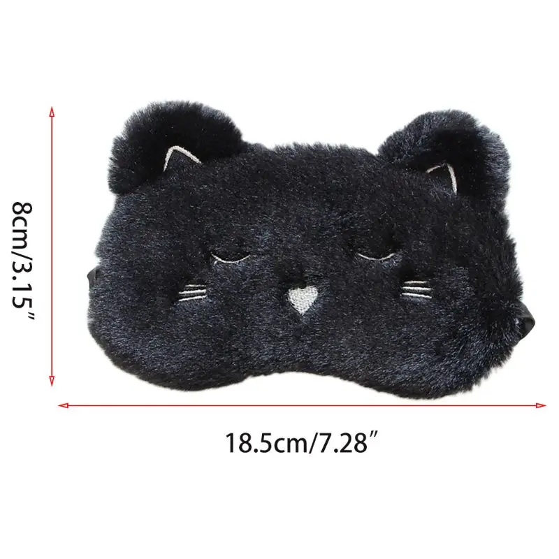 Плюшевая маска для сна в японском стиле унисекс черная кошка белая собака