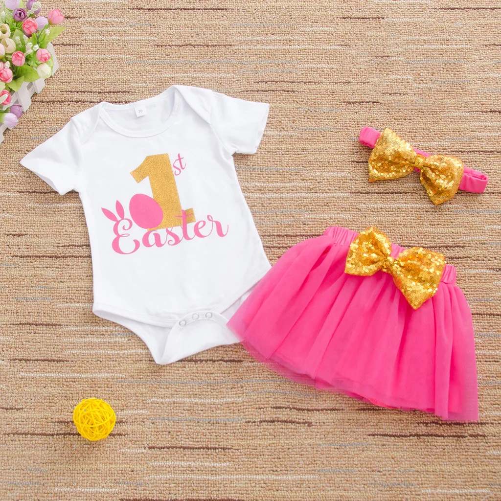 Детская одежда Новый модный Пасхальный комбинезон с надписью для маленьких