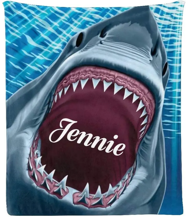 

Одеяло с именем и текстом на заказ, супермягкое Флисовое одеяло с сочной акулой для дивана, кровати (50X60 дюймов)