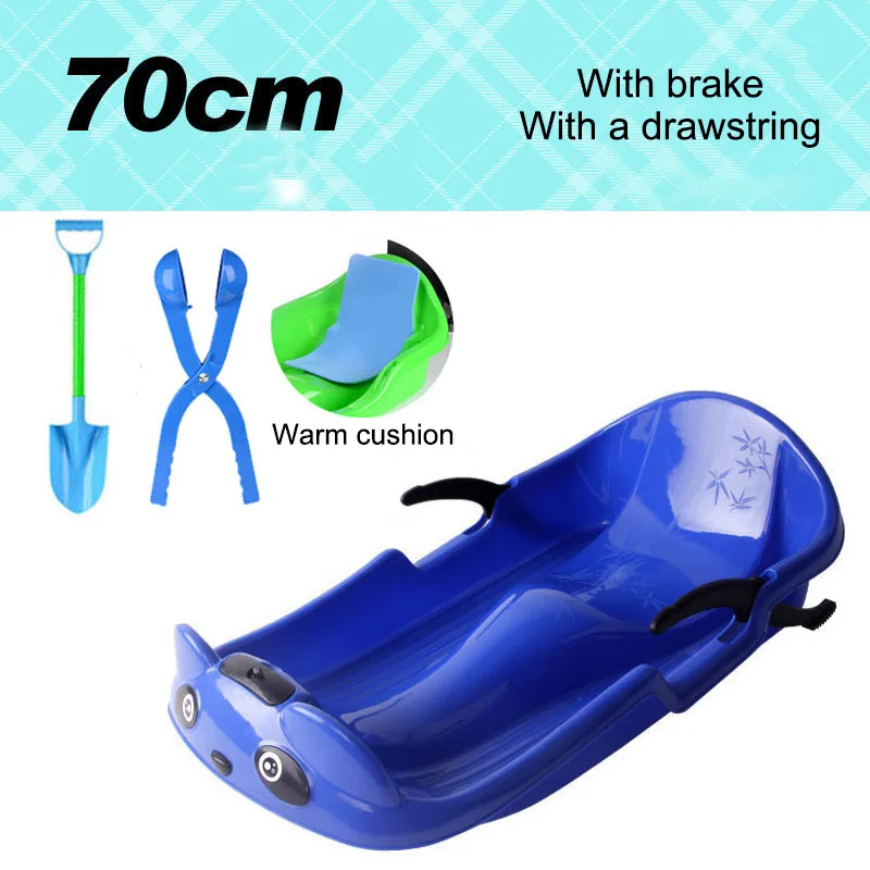 H Children Winter Snow Sled With Brake Thick Sand Grass Slider Pad Board Toy Handles Portable For kids* |