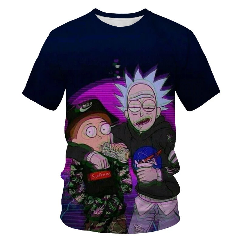 

Summer 2021 new fashion Animation 3D printing t-shirt men's casual fashion Rick and motty top short sleeve xxs-6xl