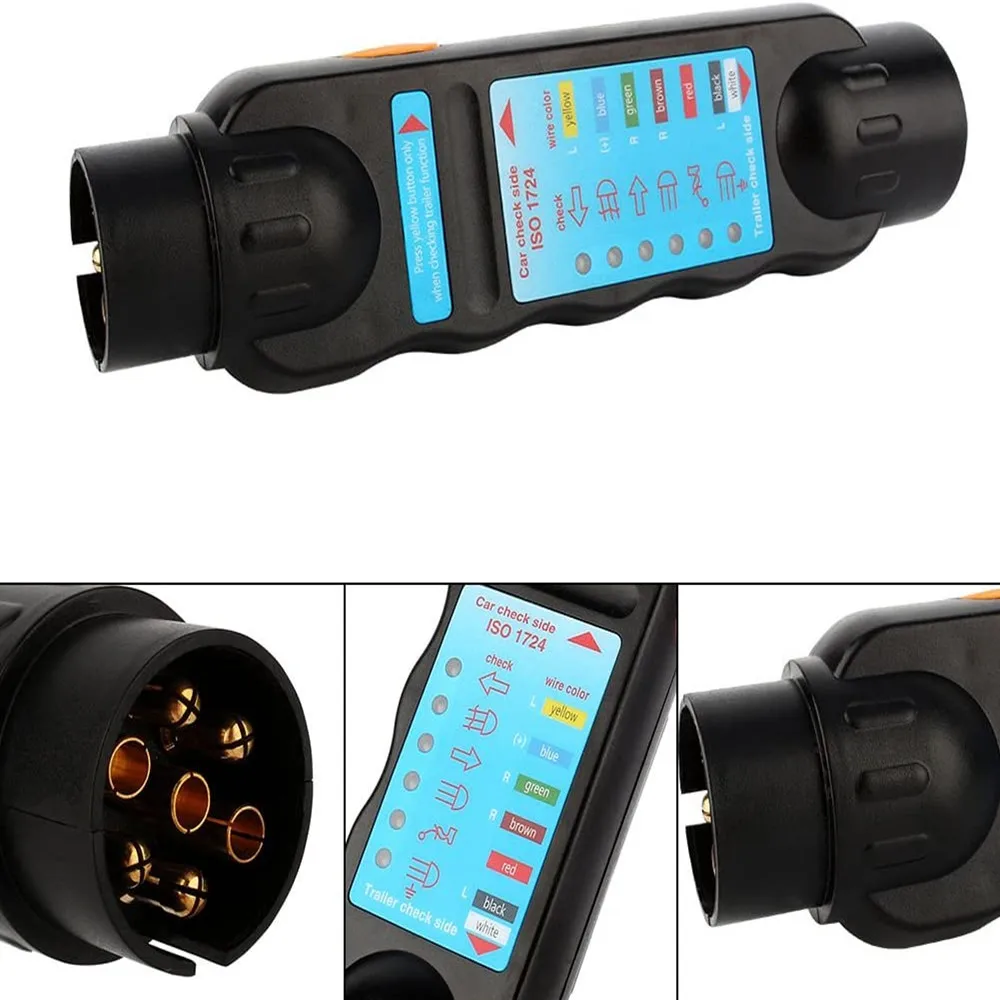 European 12v 7 Pin Car and Trailer Towing Lights Plug Socket Cable Wiring Circuit Tester ​Tool Testing |