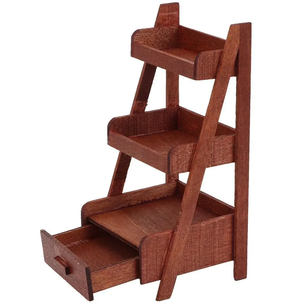 Display Shelf 6 шт. миниатюры имитация кукольный домик деревянная мебель для 1:12 куклы мини деревянный набор мебели для гостиной столовой - Цвет: Display Shelf