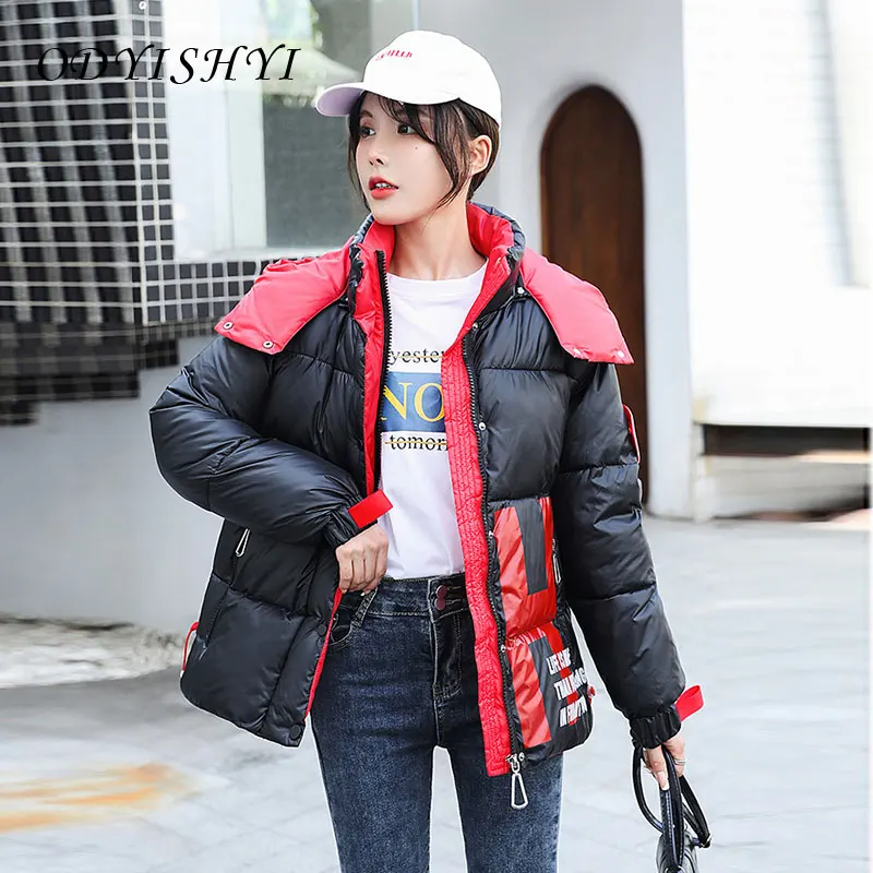 

2021 New Winter Down Cotton Jacket Ladies Fashion Large Size Letter Warm Outwear Hooded High Quality Women Clothing Parkas DH81