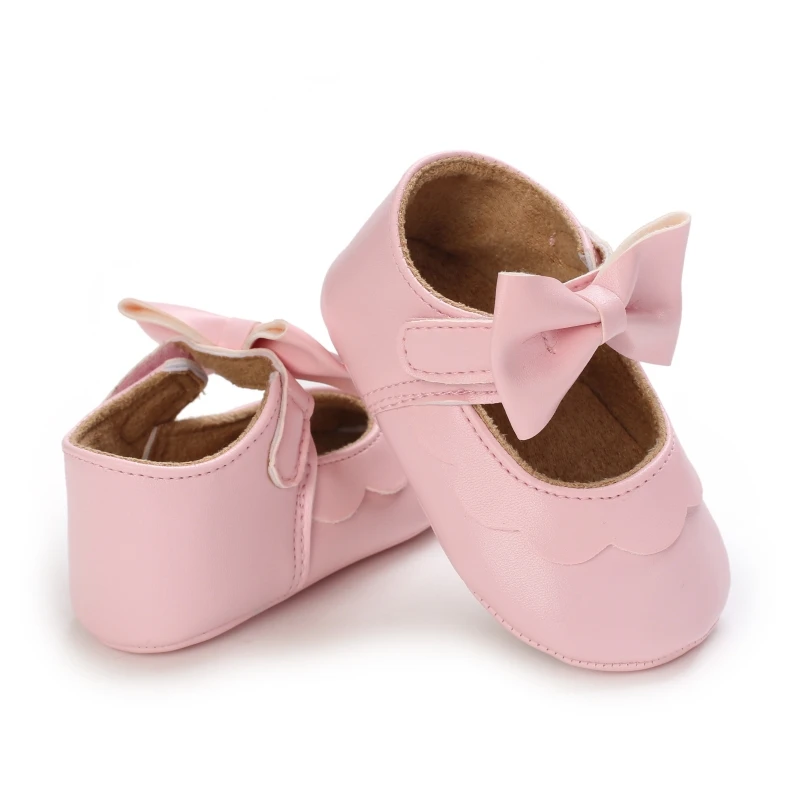 

Ботинки из ПУ кожи для маленьких девочек, однотонные туфли принцессы с резиновой подошвой, Нескользящие, с мягкой подошвой, для первых шагов