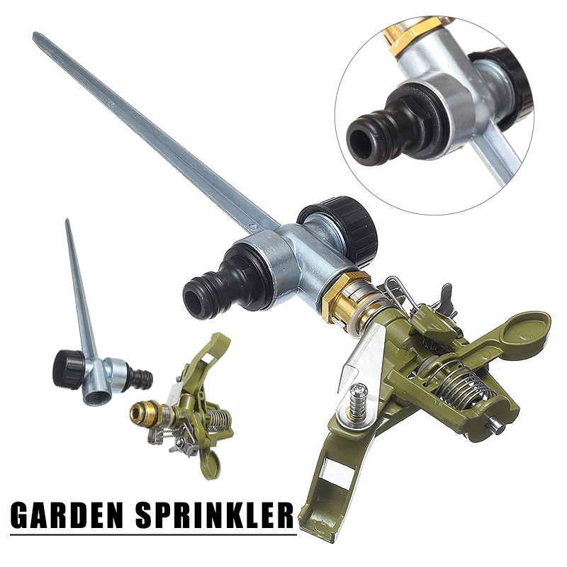 

Zinc Alloy Watering Sprinkler Garden Lawn Water Impulse Metal Spike Grass Hose 360 Degree For Lawns Trees Shrubs Watering