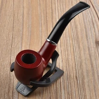 new traditional style wooden nature handmade tobacco smoking pipe bent round cigarette cigar tube with holder cover bag