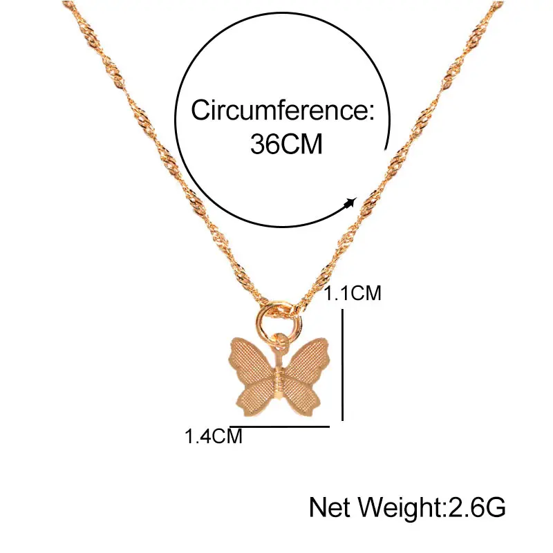 JJFOUCS новая мода подвеска бабочка ожерелье женское золотого и серебряного цвета