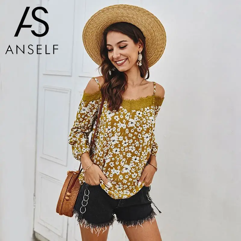Женская блузка рубашки весна 2020 модные топы с цветочным принтом на бретельках
