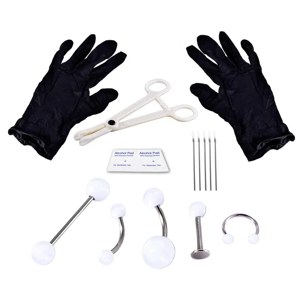 Ухо живота пупка сосок бровь губы нос кольцо язык иглы стерильные ювелирные